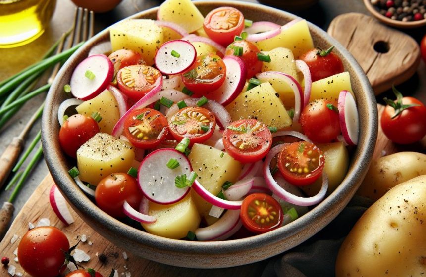Salade Croquante de Pommes de Terre et Tomates Cerises