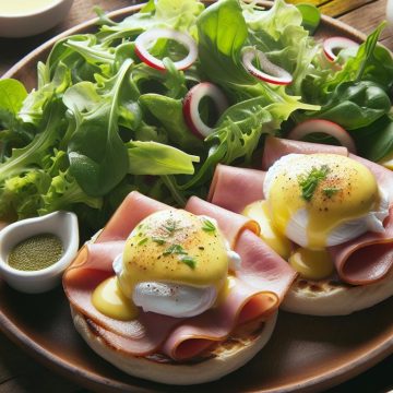 Œufs Bénédicte au Jambon et Salade Verte