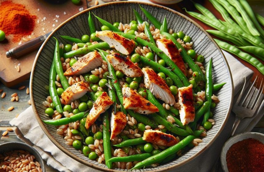 Salade de Blé, Haricots Verts et Poulet au Paprika