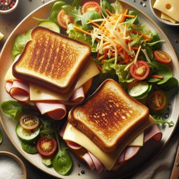 Double Croque Monsieur Maison avec Jambon et Salade Fraîche