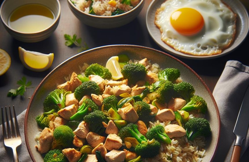 Poêlée de Poulet à la Citronnelle et Riz aux Brocolis