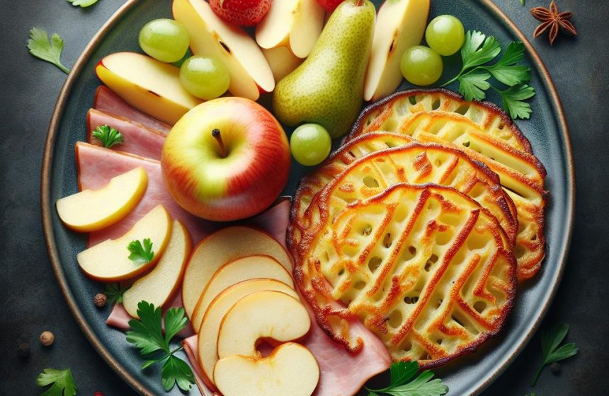 Röstis de Pomme de Terre Grillés avec Jambon et Fruits Frais