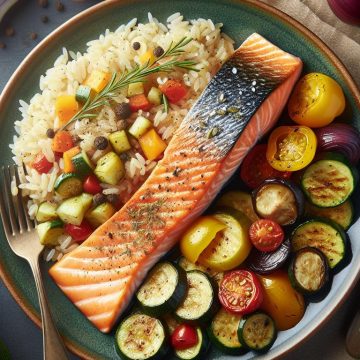 Délice de Saumon et Riz Demi-Complet à la Ratatouille