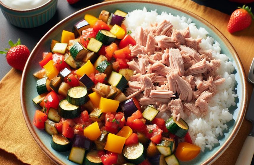 Thon au Naturel avec Riz et Ratatouille Maison