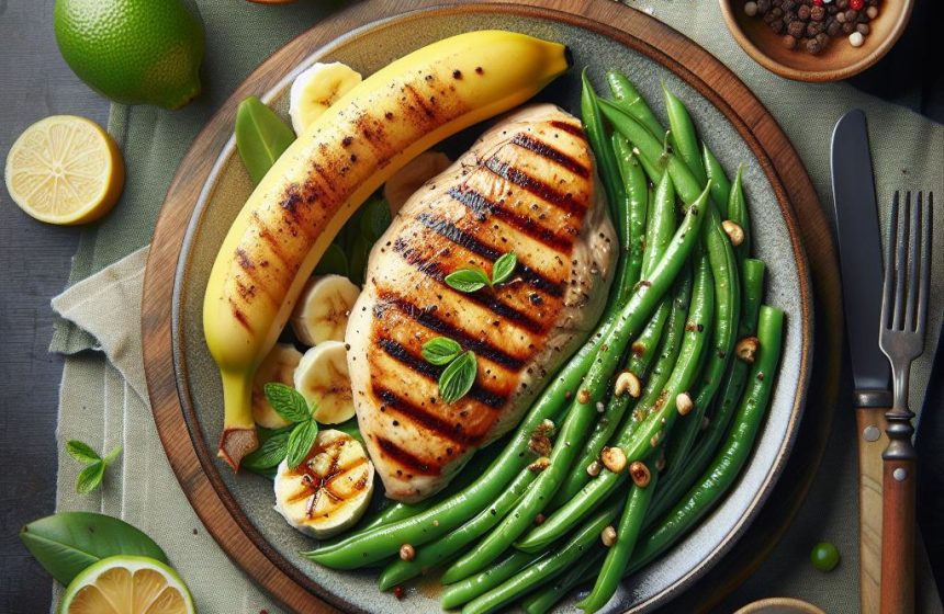 Délice de Poulet Grillé aux Haricots Verts et Banane
