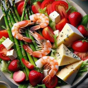 Salade Gourmande aux Crevettes et Fromage Rocamadour