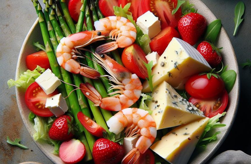 Salade Gourmande aux Crevettes et Fromage Rocamadour