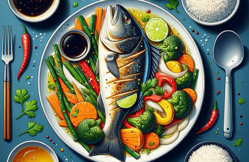 Loup de Mer à la Sauce Soja et Légumes Façon Thaï avec Riz Vapeur