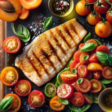 Sole à la Plancha avec Salade de Tomates et Abricot