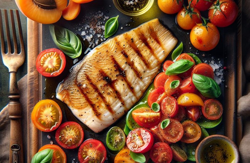 Sole à la Plancha avec Salade de Tomates et Abricot