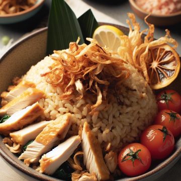 Nasi Goreng : Riz Indonésien au Poulet avec Oignons Frits et Citron