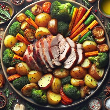 Délice de Rôti de Porc aux Pommes de Terre et Légumes Rôtis