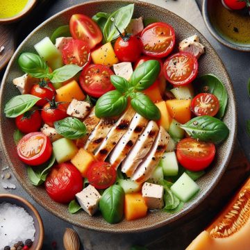 Salade Fraîcheur de Poulet, Tomates et Melon