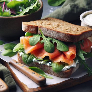 Sandwich au Saumon Fumé et Salade Verte