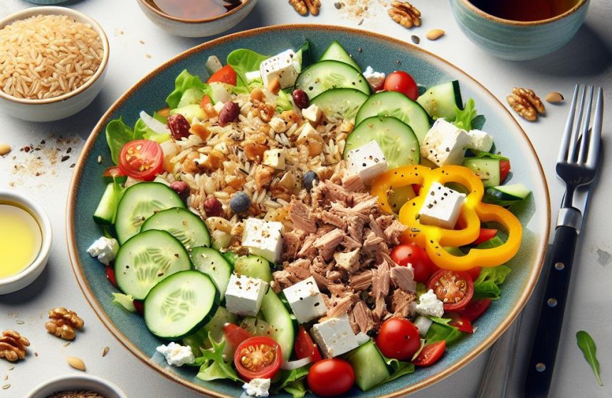 Salade Gourmande et Riz Complet aux Saveurs Méditerranéennes