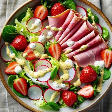 Salade de Mâche et Radis au Jambon et Fraises
