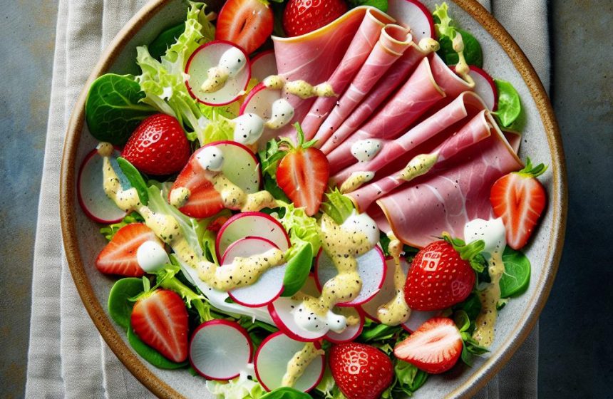Salade de Mâche et Radis au Jambon et Fraises
