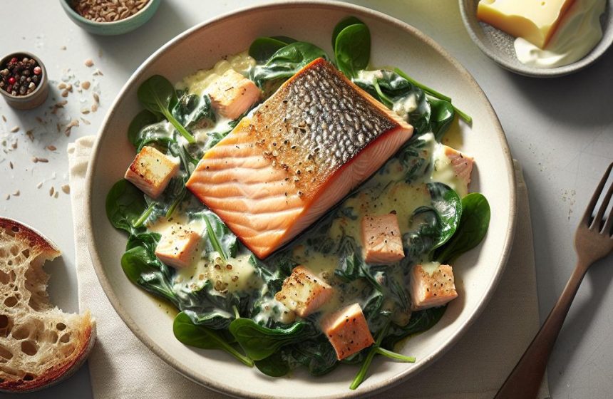 Pavé de Saumon aux Épinards Crémeux et Comté Fondant