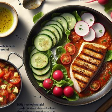 Délice de Hoki en Sauce avec Ratatouille et Salade Croquante