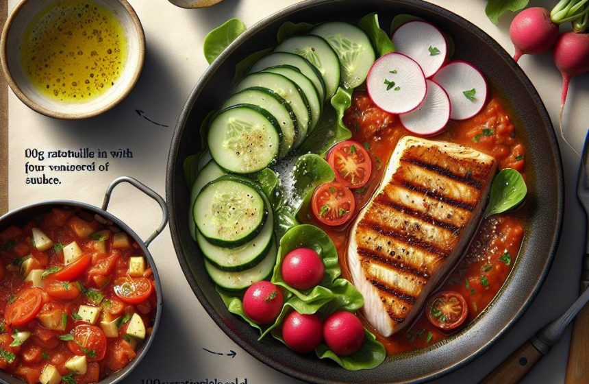Délice de Hoki en Sauce avec Ratatouille et Salade Croquante