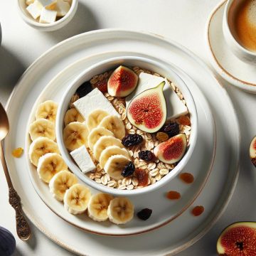 Baked Oats Banane Raisin et Figues avec Fromage Blanc