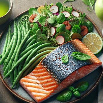 Pavé de Saumon aux Haricots Verts et Salade Croquante