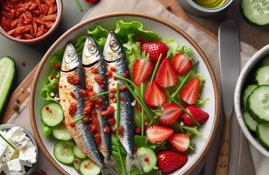 Sardines Épicées et Salade de Mâche aux Fraises