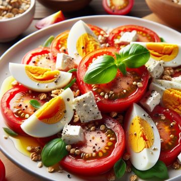 Salade de Tomates et Œufs Durs avec Fromage Blanc Granola