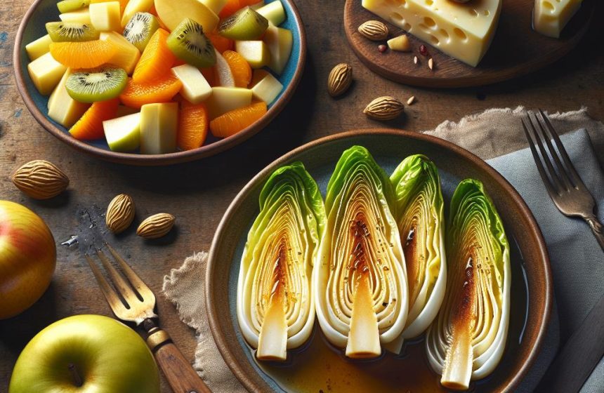 Délice d’Endives Braisées et Salade de Fruits Frais