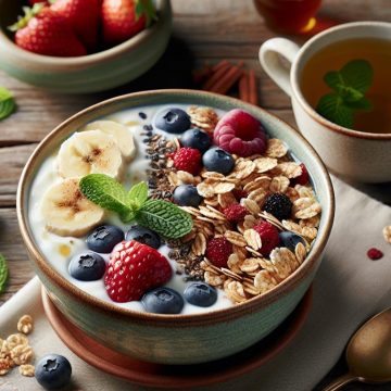 Délice Matinal au Muesli et Thé Vert à la Menthe