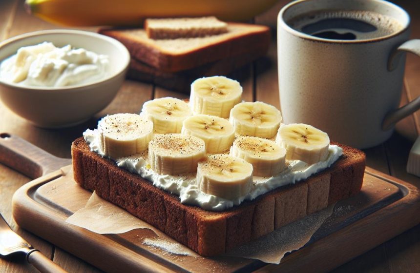 Délice Matinal au Fromage Fouetté et Banane
