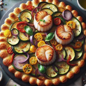 Saint-Jacques sur Tarte Fine de Légumes
