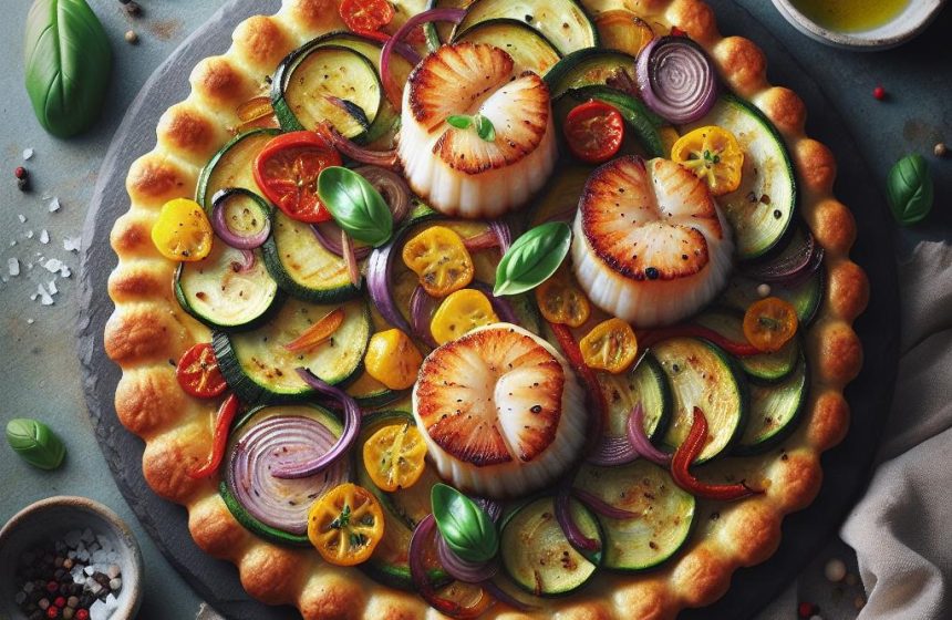 Saint-Jacques sur Tarte Fine de Légumes