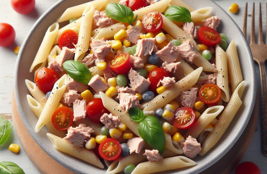Salade de Pâtes Penne Semi-Complet au Thon et Skyr