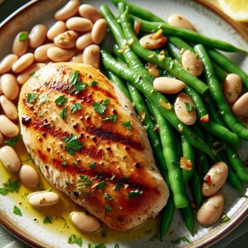 Poulet Grillé avec Haricots Verts et Haricots Beurre