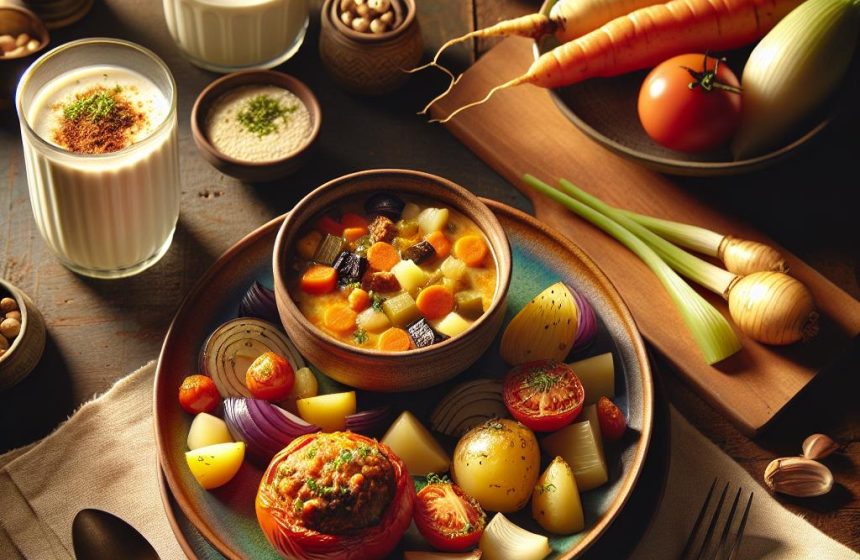 Délice de Tomates Farcies et Soupe de Légumes Maison