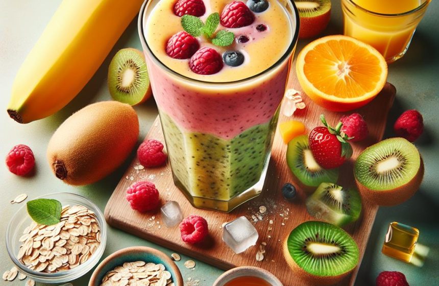 Smoothie Énergisant Banane Kiwi Framboise