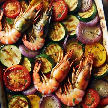 Gambas Grillées et Tian de Légumes Méditerranéens