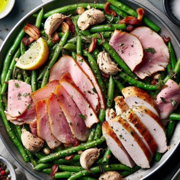 Délice de Jambon Rôti aux Herbes et Haricots Verts au Poulet