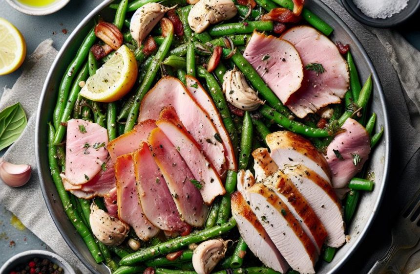 Délice de Jambon Rôti aux Herbes et Haricots Verts au Poulet