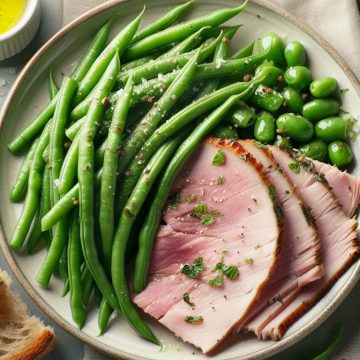 Délice de Haricots Verts au Jambon Rôti et Pain Complet