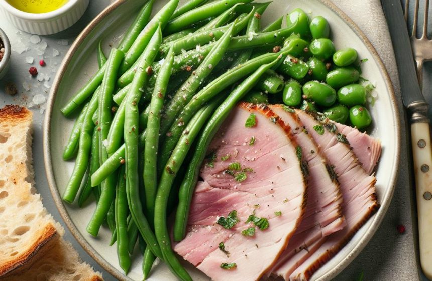 Délice de Haricots Verts au Jambon Rôti et Pain Complet