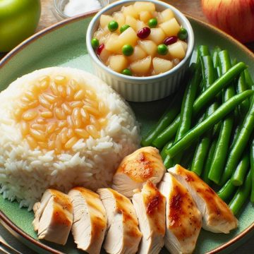 Délice de Riz au Poulet et Haricots Verts avec Compote de Pomme