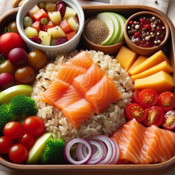 Salade de Riz au Saumon Fumé et Compote de Fruits