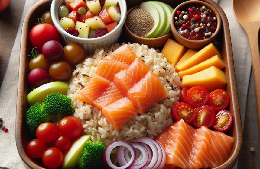 Salade de Riz au Saumon Fumé et Compote de Fruits