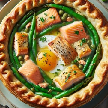 Tarte Saumon et Poulet aux Haricots Verts