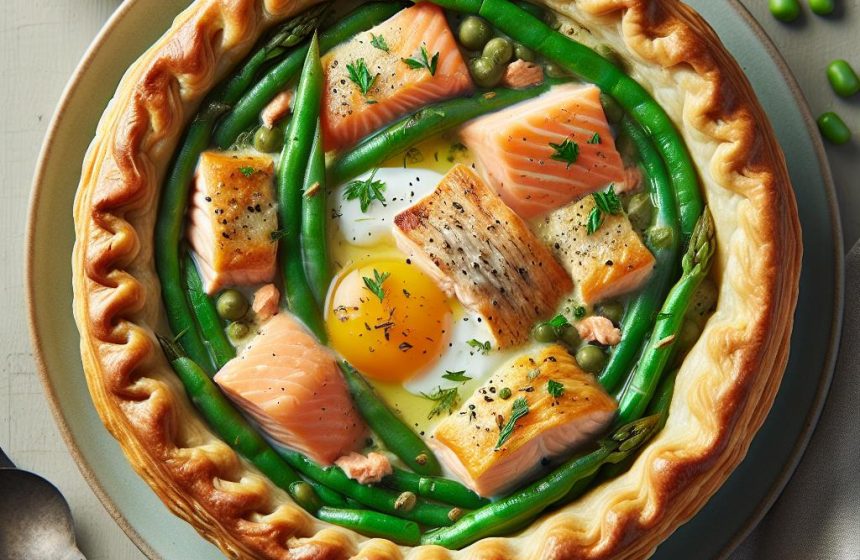 Tarte Saumon et Poulet aux Haricots Verts