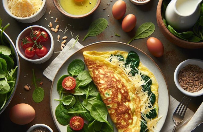 Omelette Gourmande et Salade Verte Croquante