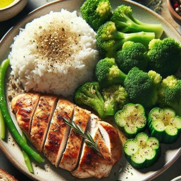 Filet de Poulet Savoureux avec Riz et Brocolis Vapeur
