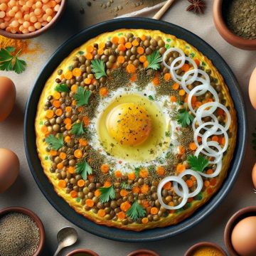 Omelette Savoureuse aux Lentilles et Riz
